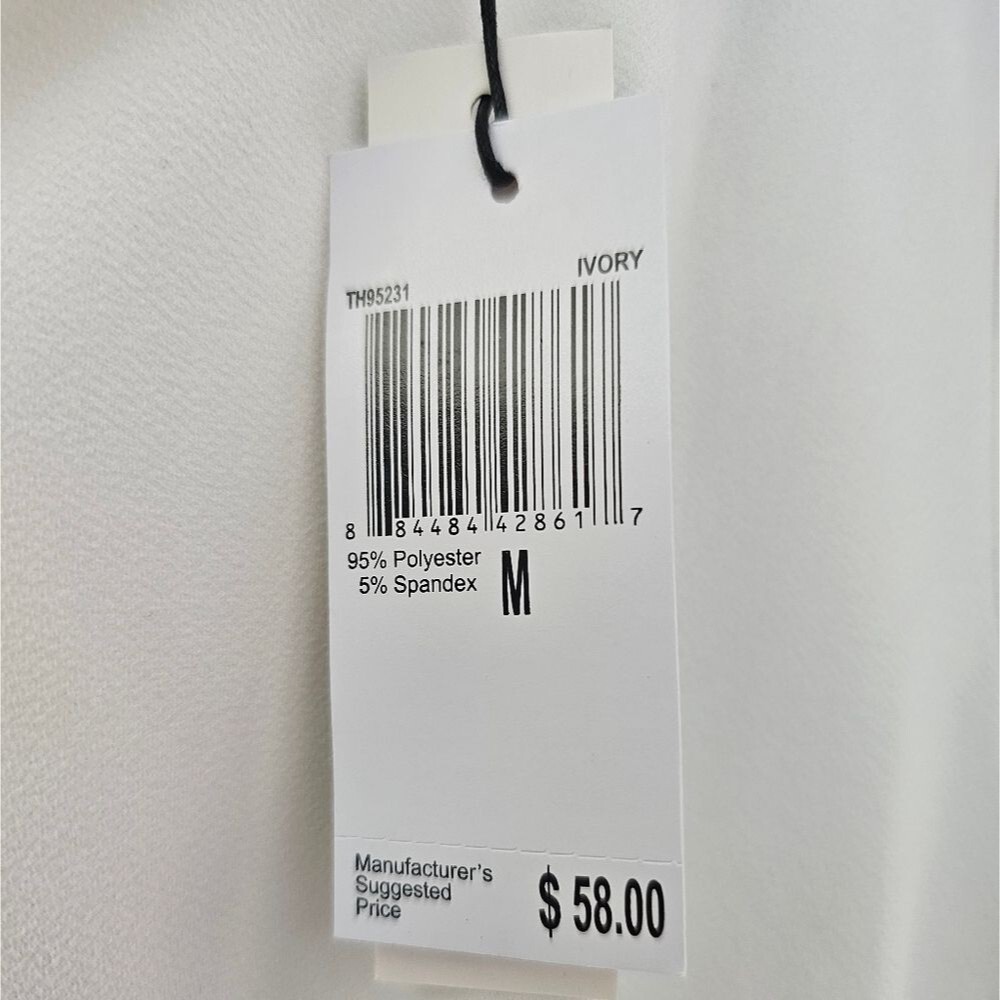 Tahari White Draped V Neck Blouse Women’s M Minimalist Workwear Top NWT - Picture 9 of 15